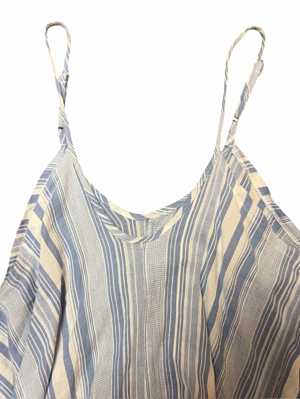 Japna Goa Blue White Striped Pom Pom Handkerchief Hem Beach Cover Up Dress L - Picture 4 of 4